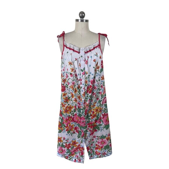 Womens Dress M-L Sleeveless Pearl Snap Cottage Whimsical Bloomcore Retro Boho - Picture 1 of 7